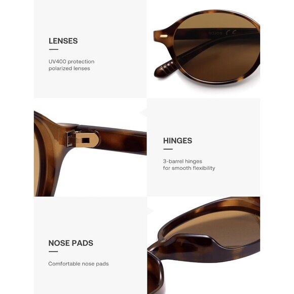 Oval Polarized Sunglasses Women Men Small Retro Narrow Round UV400 main image 2
